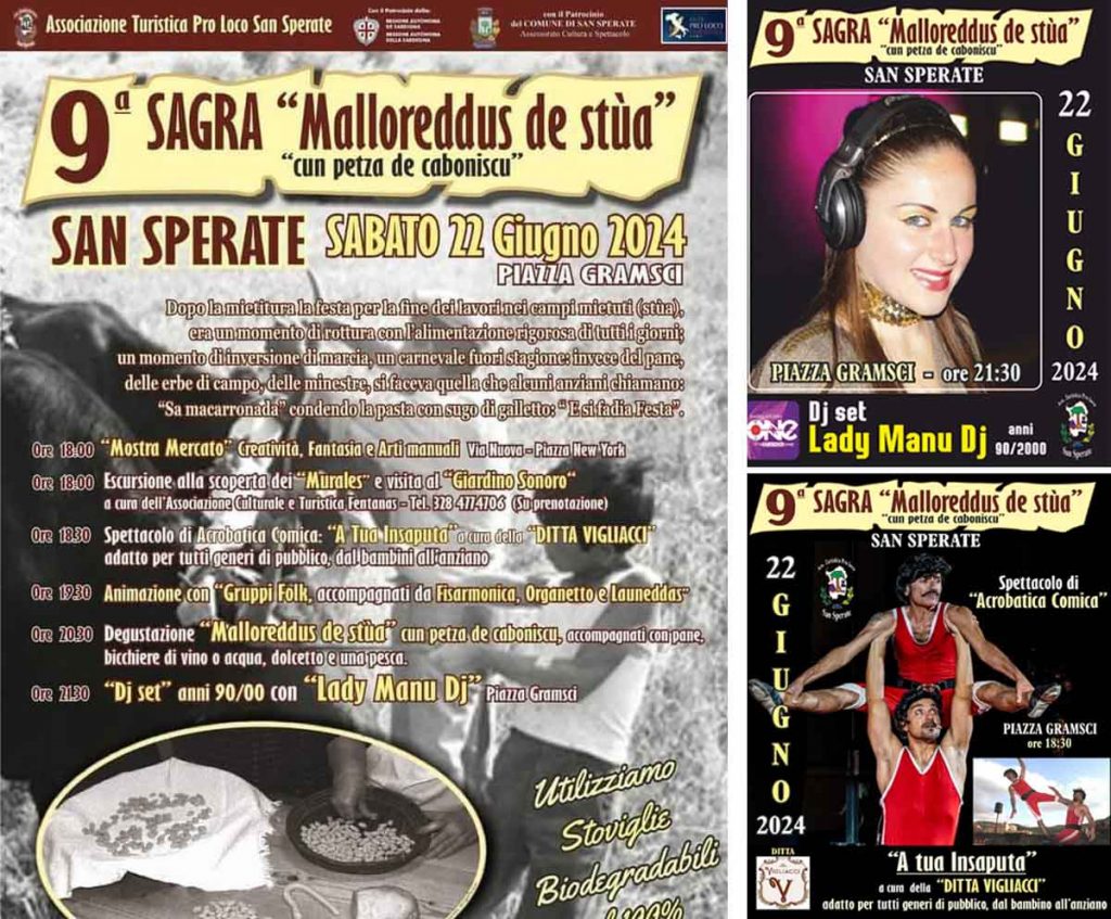 Sagra Malloreddus a San Sperate, date e programma 2024, manifesti