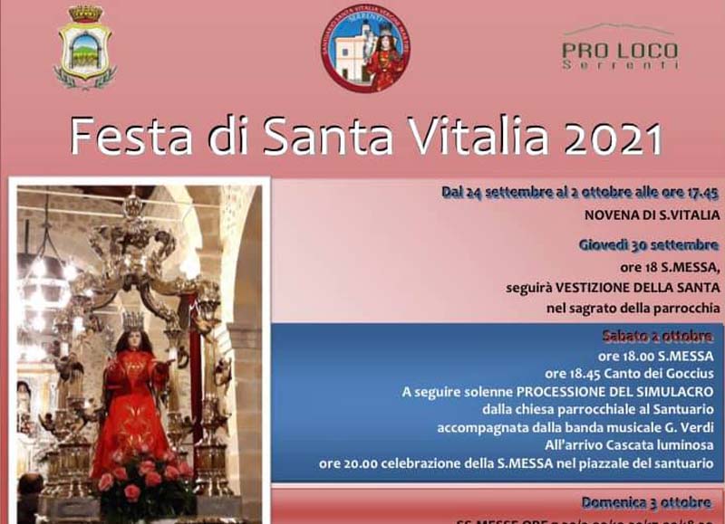 Programma della Festa di Santa Vitalia 2021 a Serrenti