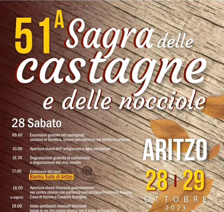 Sagra delle castagne Aritzo 2023, programma, date e locandina
