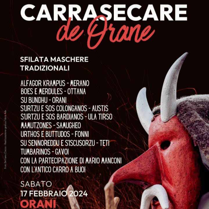 Carnevale Orani 2024 con su Bundu, manifesto con data e programma