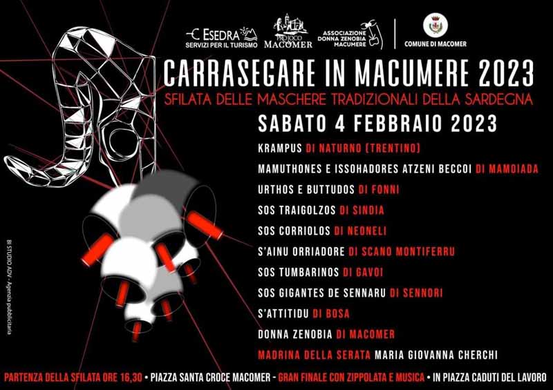 Carnevale tradizionale Macomer 2023, programma sfilata