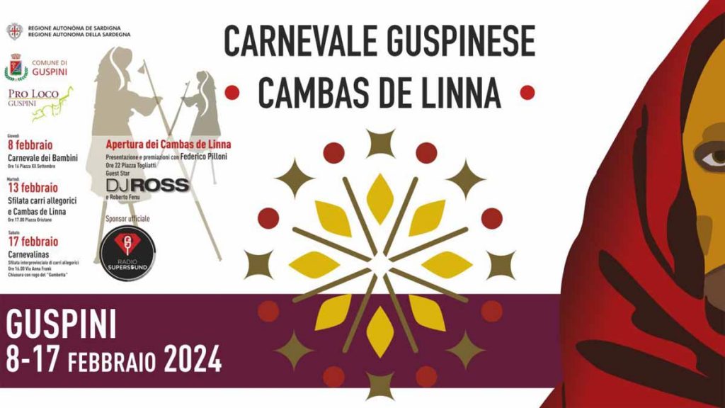 Carnevale Guspinese, Carnevalinas e Cambas de Linna. Manifesto con date e programma 2024