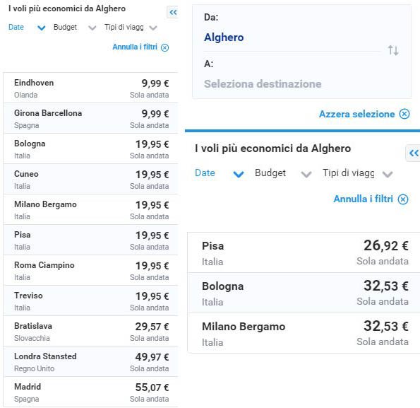 confronto-voli-ryanair-alghero-febbraio-novembre-2016