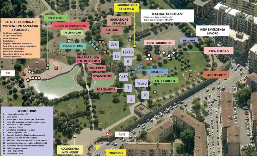 Lions Day 2024 a Cagliari, mappa degli stand nel parco di Monte Claro