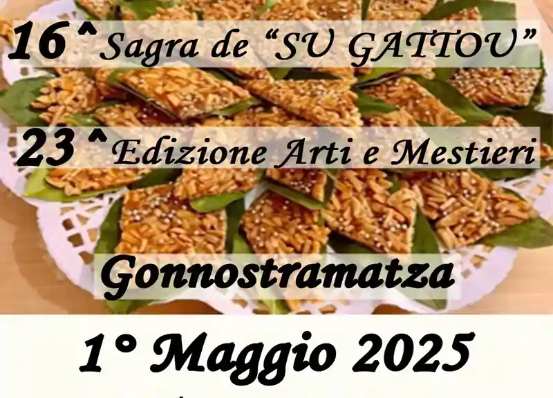 Sagra Gattou Gonnostramatza 2025, manifesto con programma, data e orari evento | Sardegna in blog