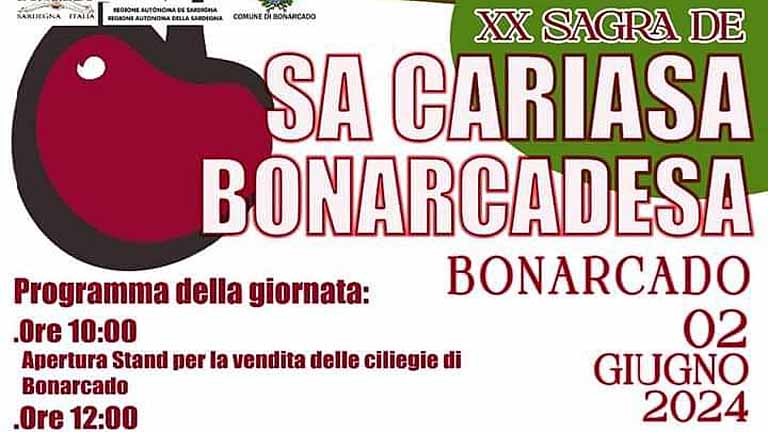 Sagra delle ciliegie di Bonarcado 2024, manifesto con data e programma