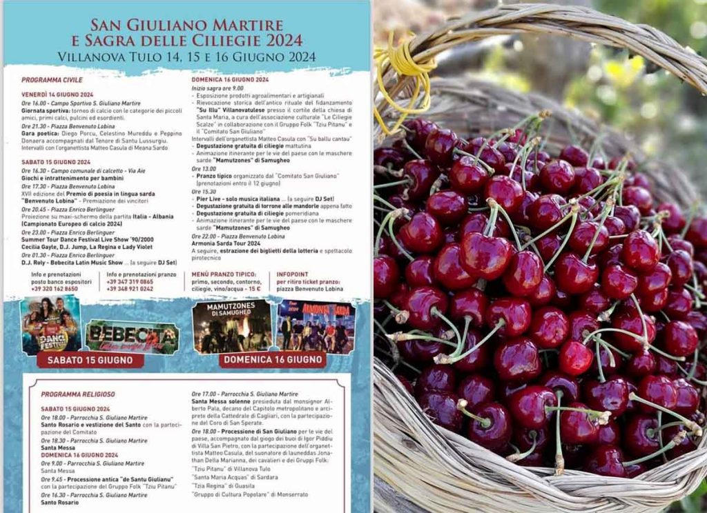 Sagra delle ciliegie di Villanova Tulo 2024, programma e locandina