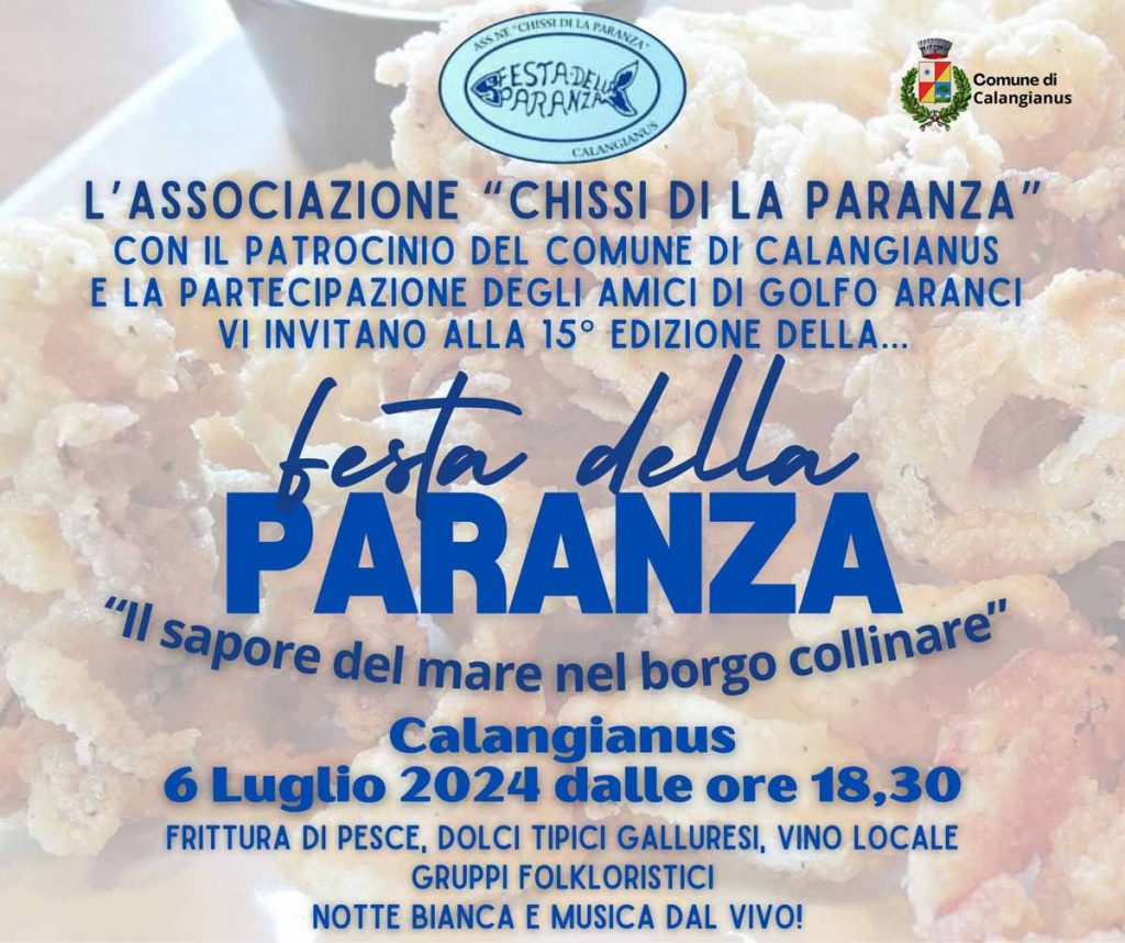 Festa della paranza 2024 a Calangianus, manifesto con data e programma