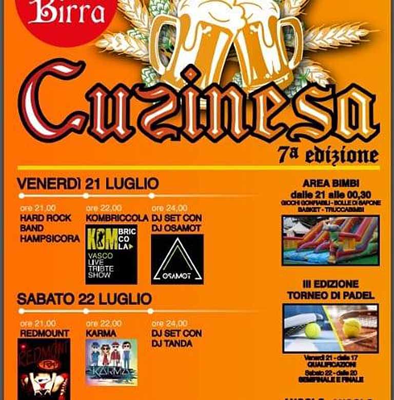 Festa della birra cuzinesa 2023, manifest con date e programma