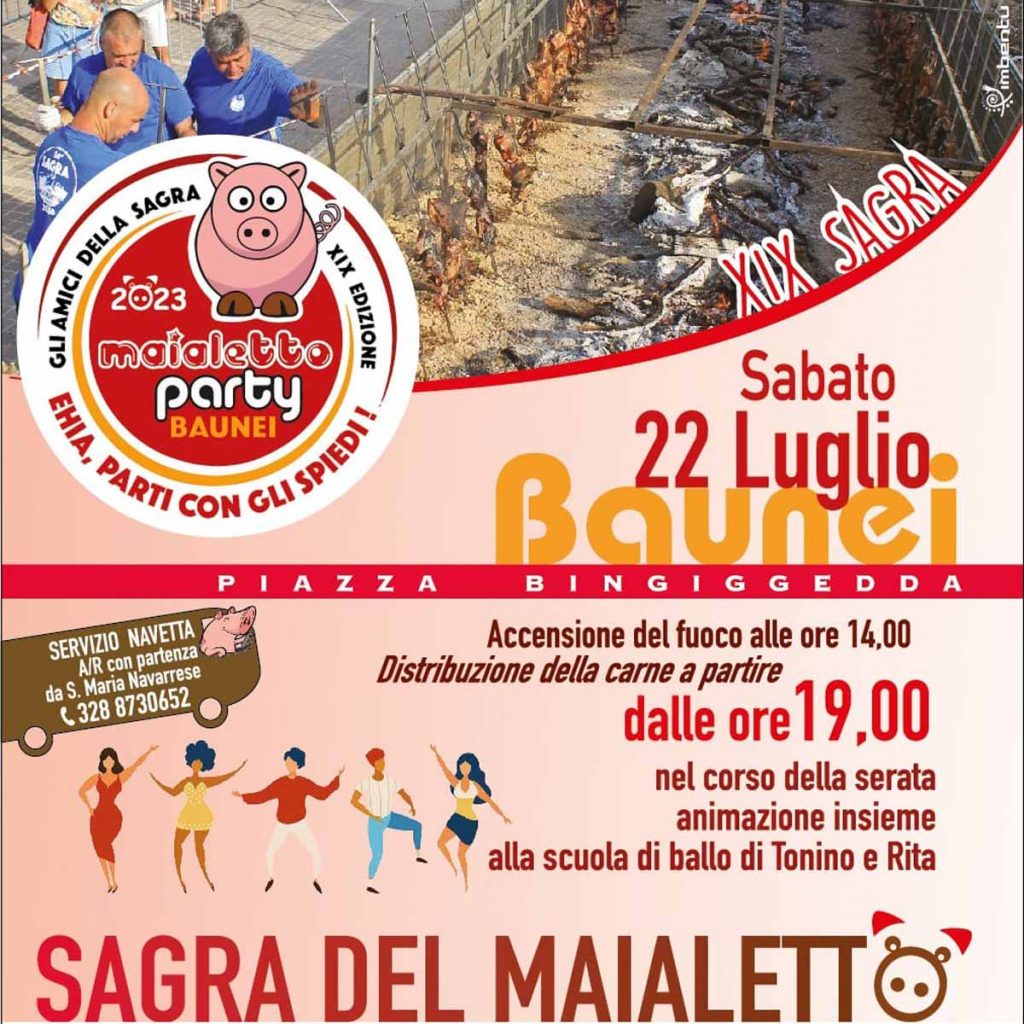Sagra maialetto 2023 a Baunei, manifesto e programma