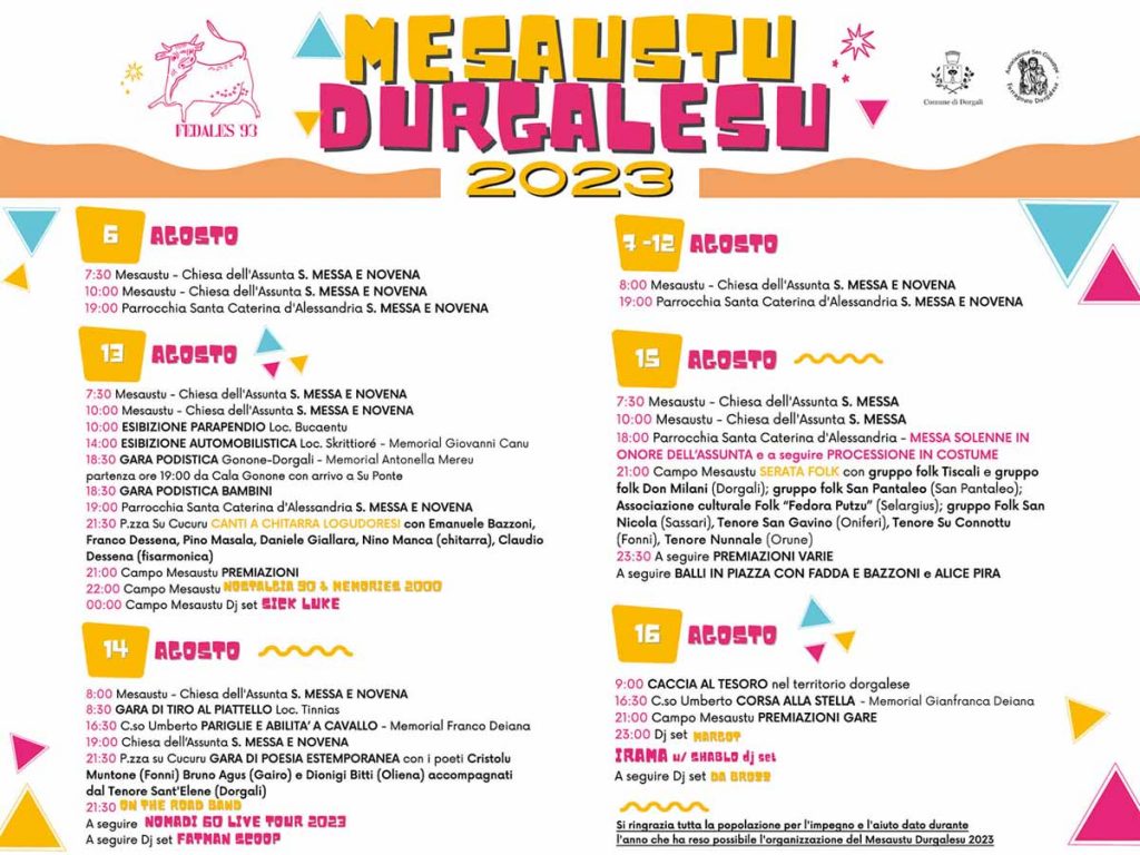 Ferragosto Dorgali 2023, date, programma e locandina