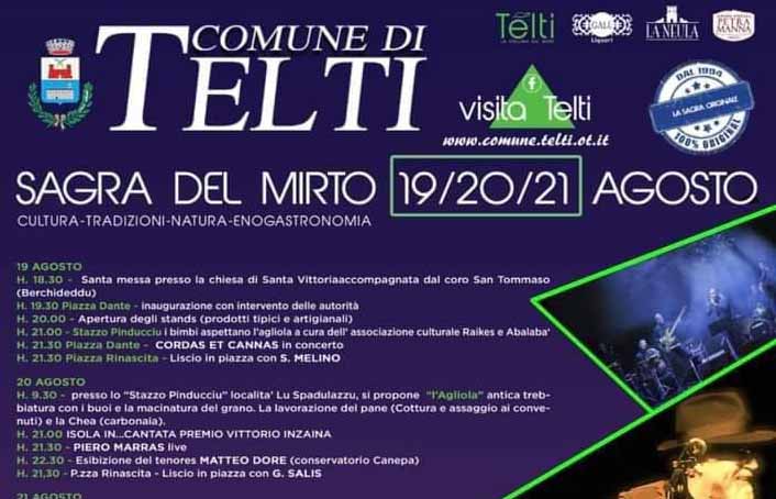 Sagra del mirto di Telti, manifesto e programma 2022