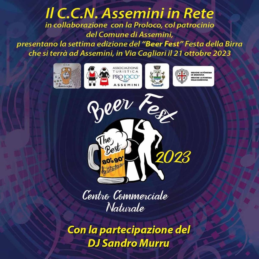 Festa della birra Assemini 2023, manifesto con programma e date