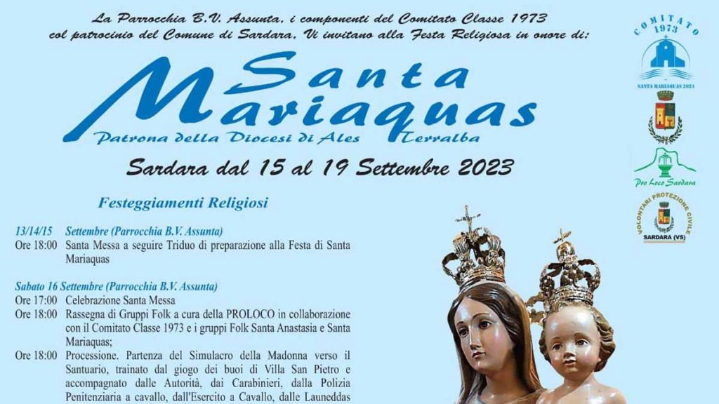 Santa Maria Aquas Sardara 2023, manifesto con date e programma