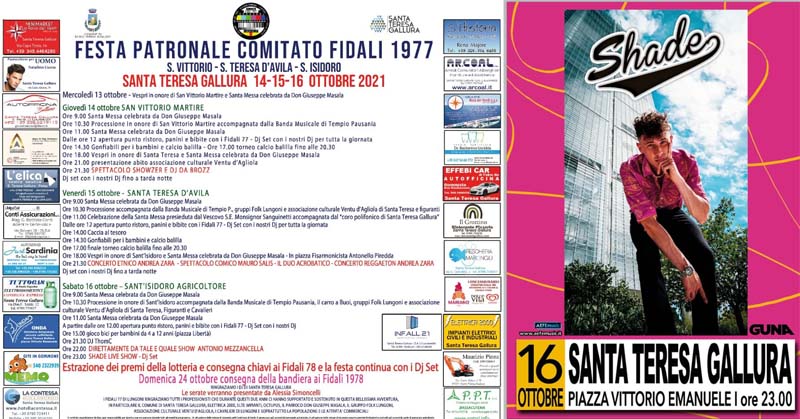 Programma festa patronale di Santa Teresa Gallura 2021