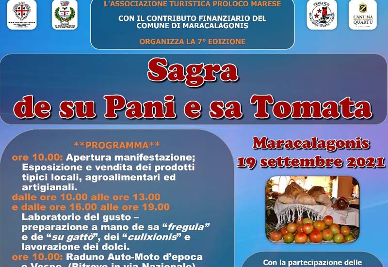 Sagra pani e tomata a 2021 a Maracalgonis, manifesto e programma