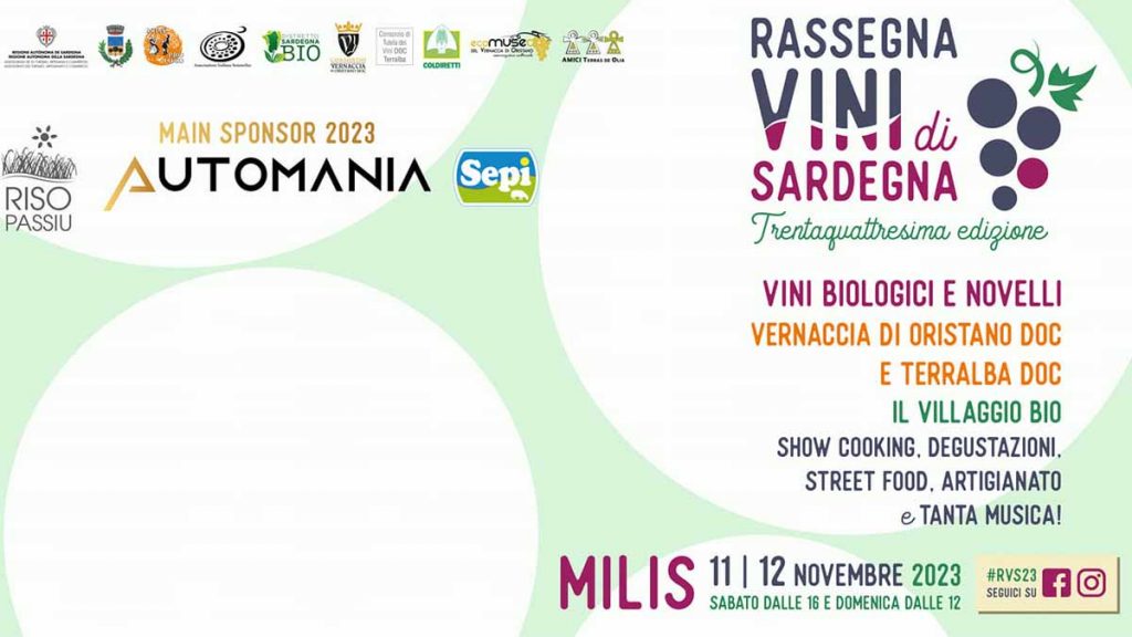 Rassegna dei vini novelli Milis 2023, date e manifesto