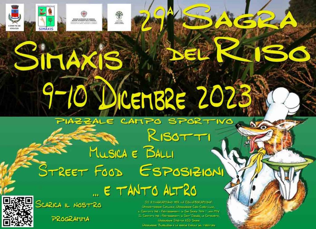 Sagra riso Simaxis 2023, manifesto con date e programma