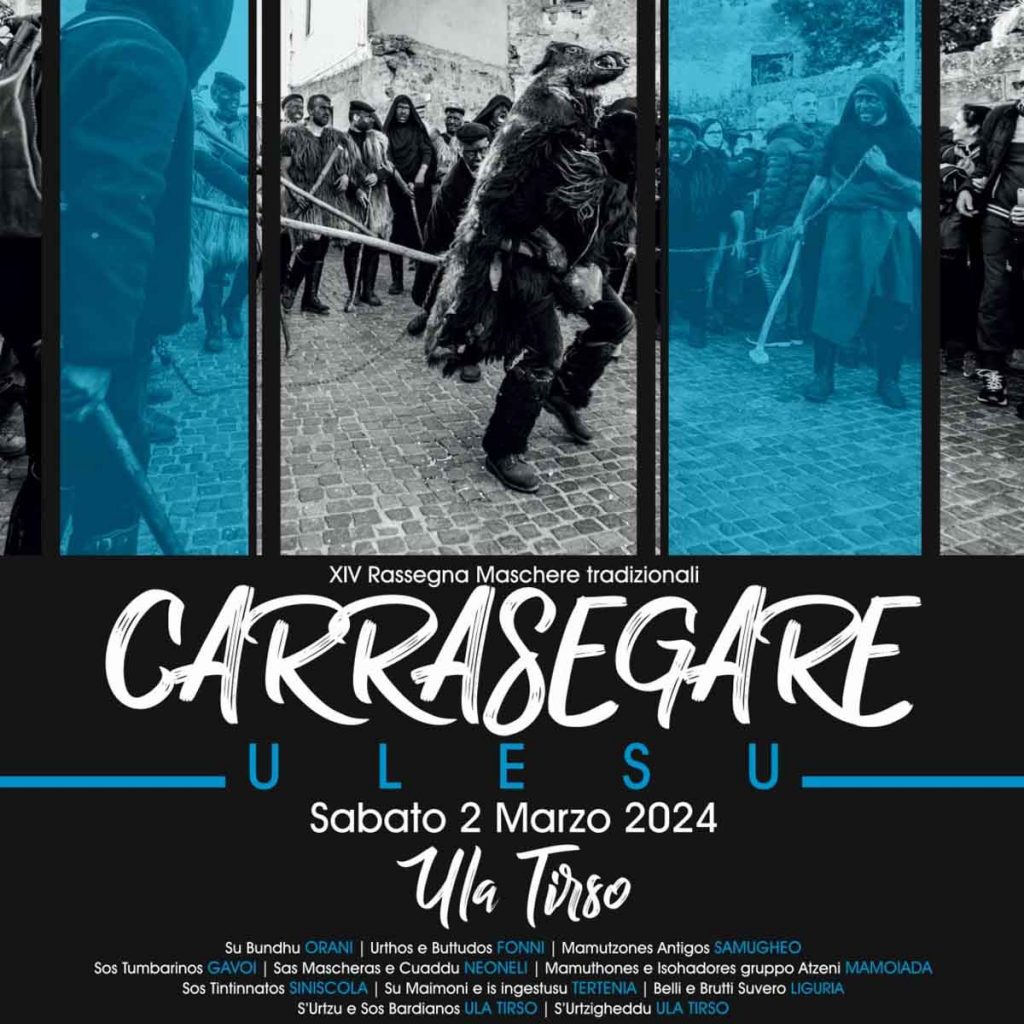 Carnevale Ula Tirso 2024, manifesto con data e programma