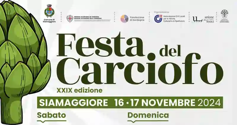Festa del carciofo 2024 a Siamaggiore, manifesto con programma, date e orari