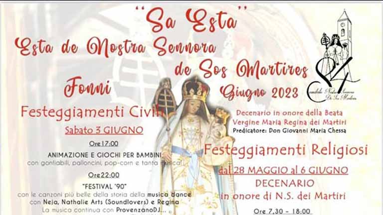 Festa di Nostra signora de sos martires 2023 a Fonni, manifesto e programma