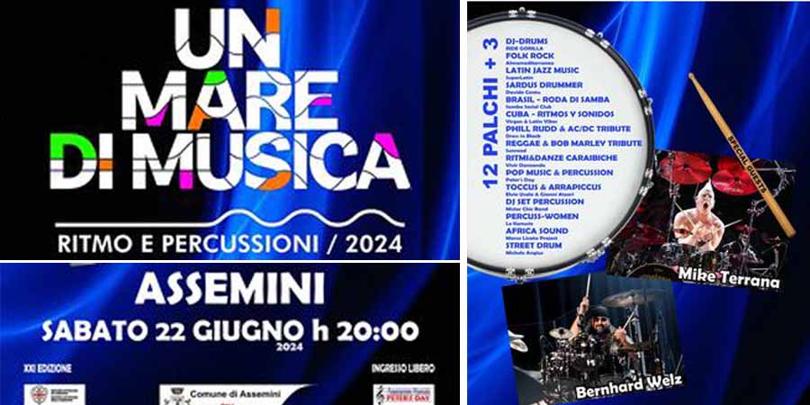 Un mare di musica Assemini 2024, manifesto con data e programma