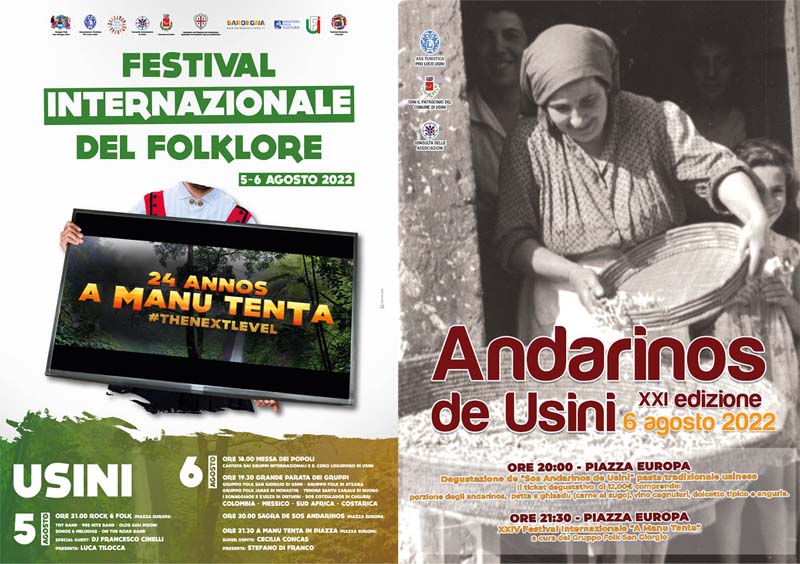 A manu tenta e sos andarinos 2022 a Usini, manifesti e programmi