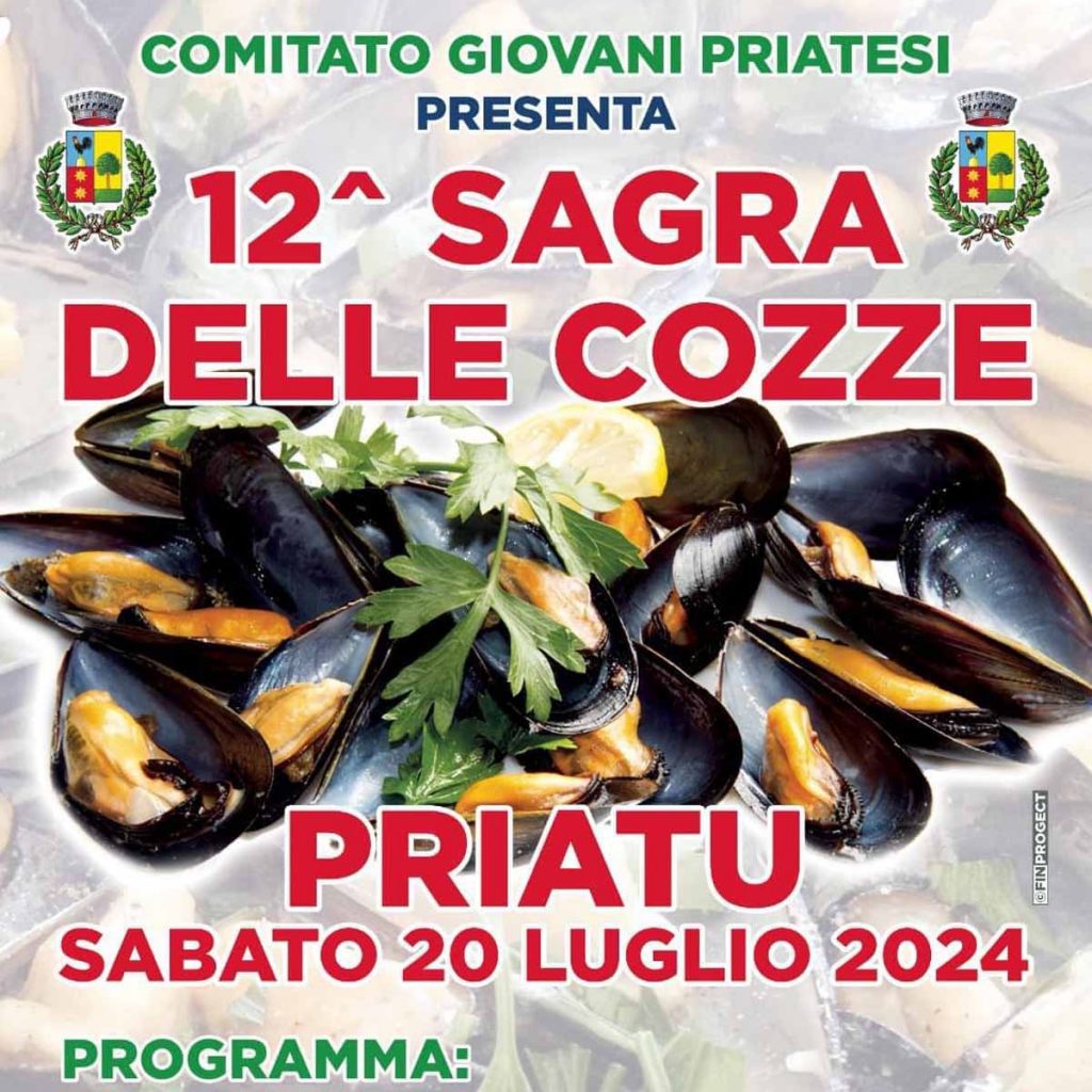 Sagra delle cozze Priatu 2024, manifesto con data e programma