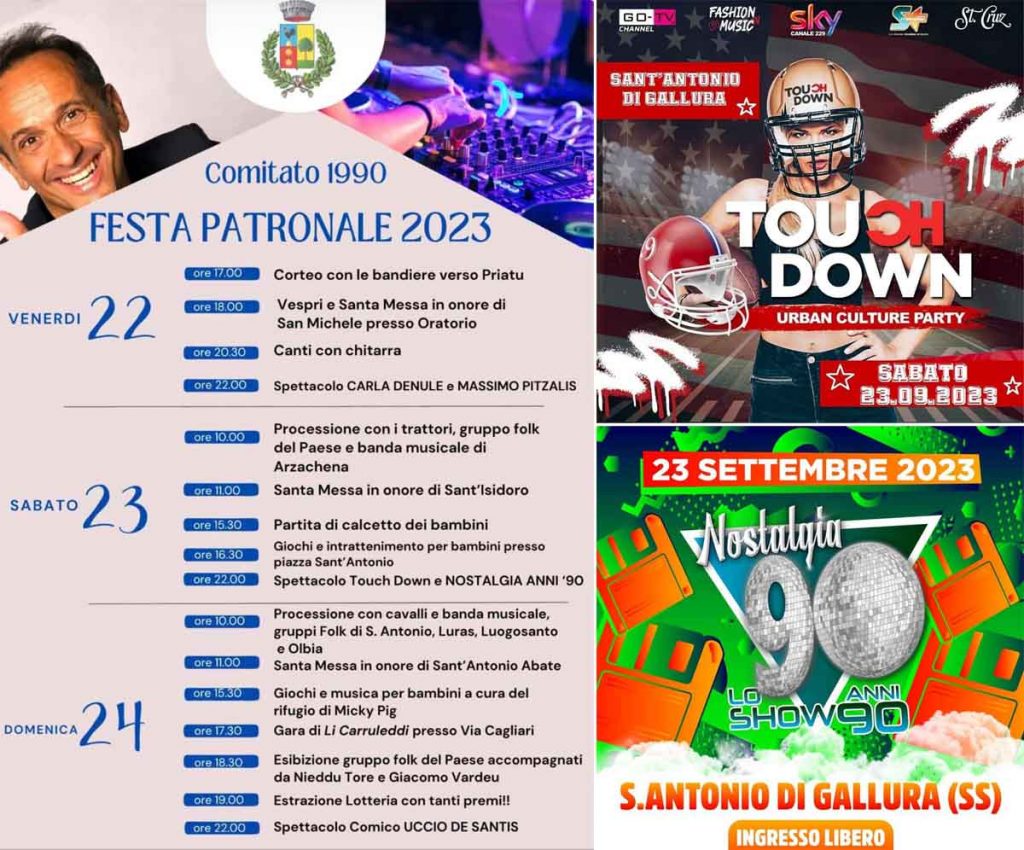 Festa patronale Sant'Antonio di Gallura 2023, programma e locandine