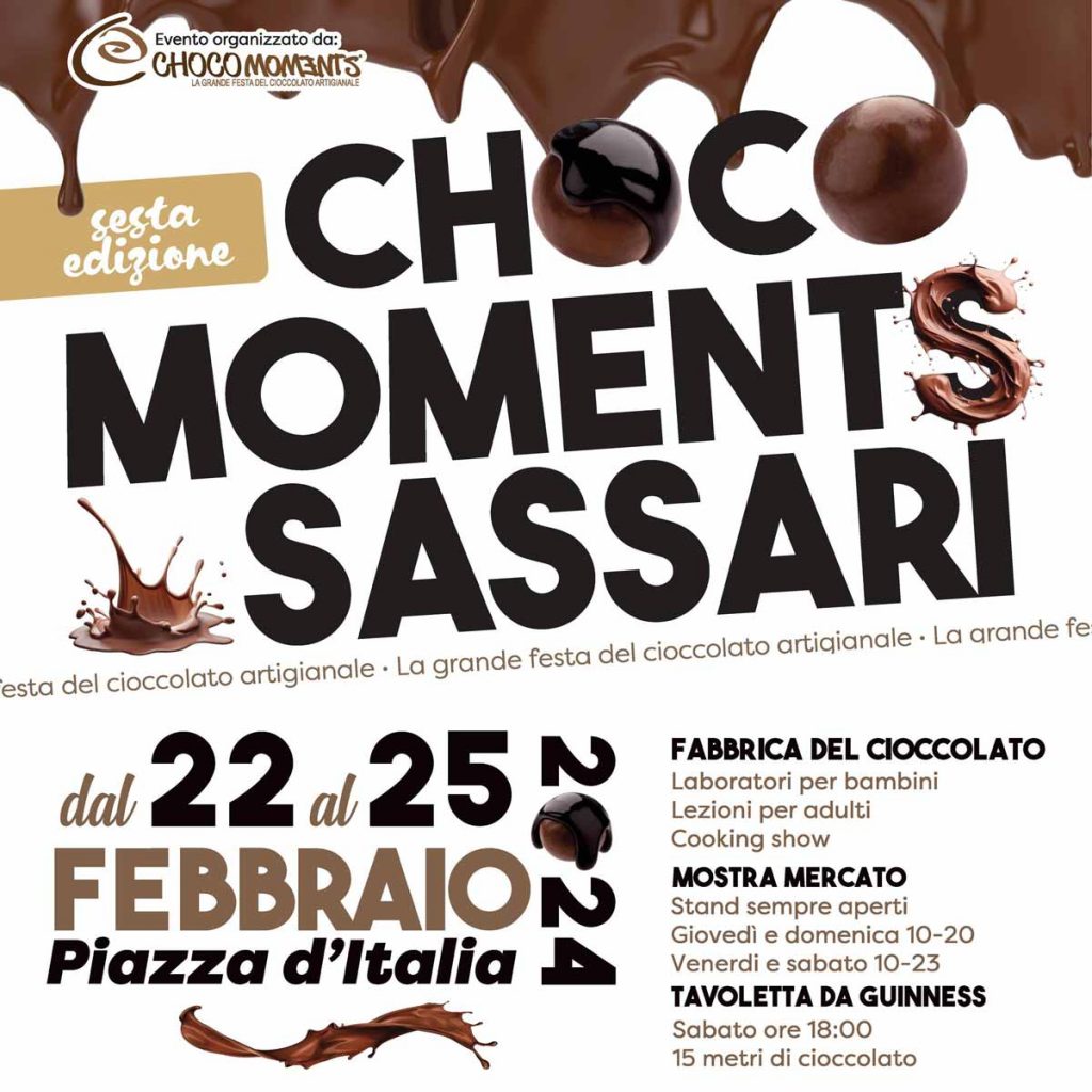Festa del cioccolato Sassari 2024, manifesto con date e programma