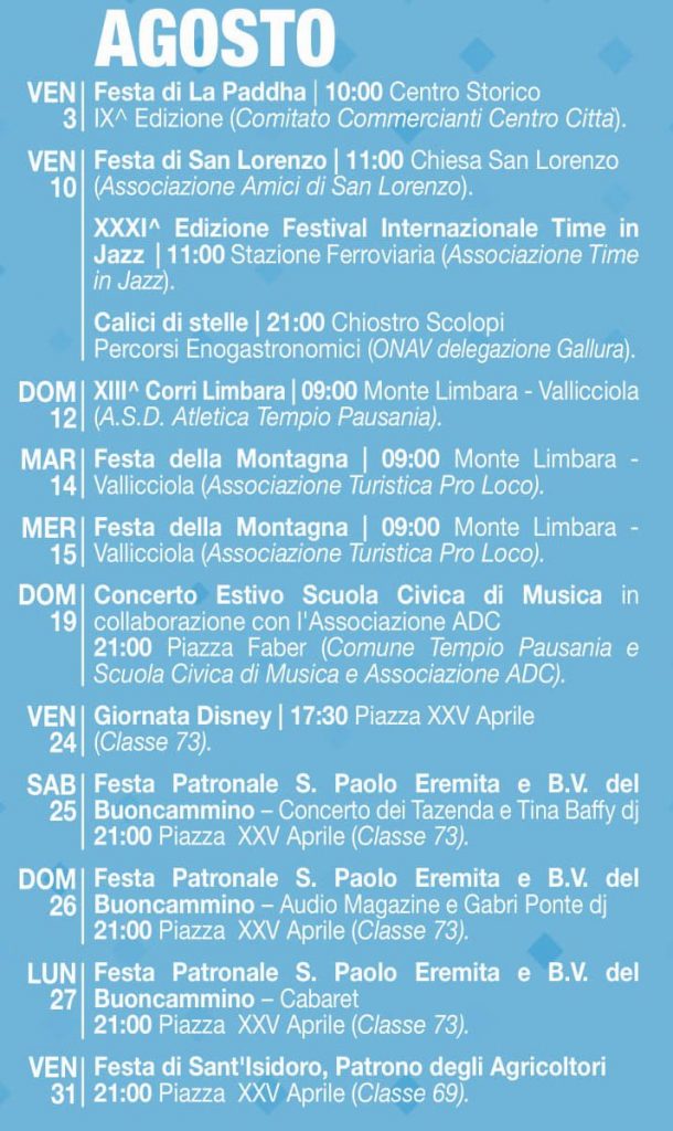 tempio-pausania-eventi-agosto-2018
