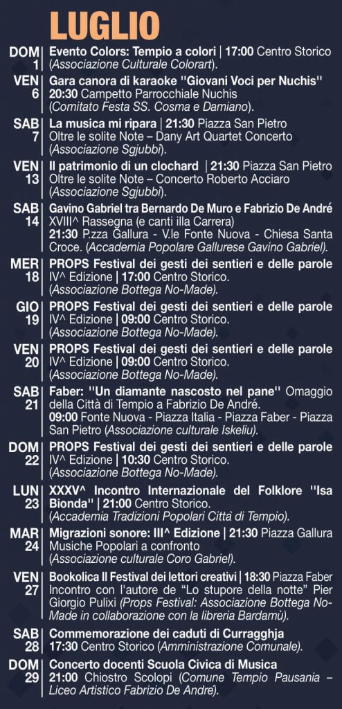 tempio-pausania-eventi-luglio-2018