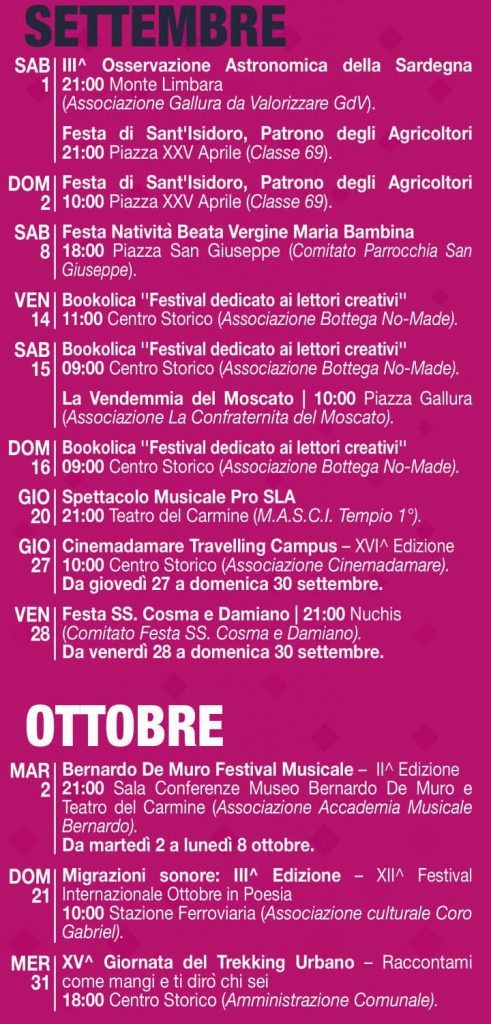 tempio-pausania-eventi-settembre-ottobre-2018
