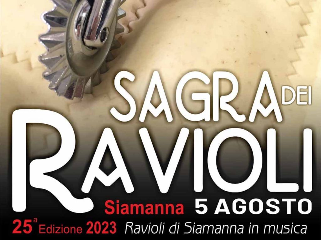 Sagra dei ravioli Siamanna 2023, manifesto con date e programma