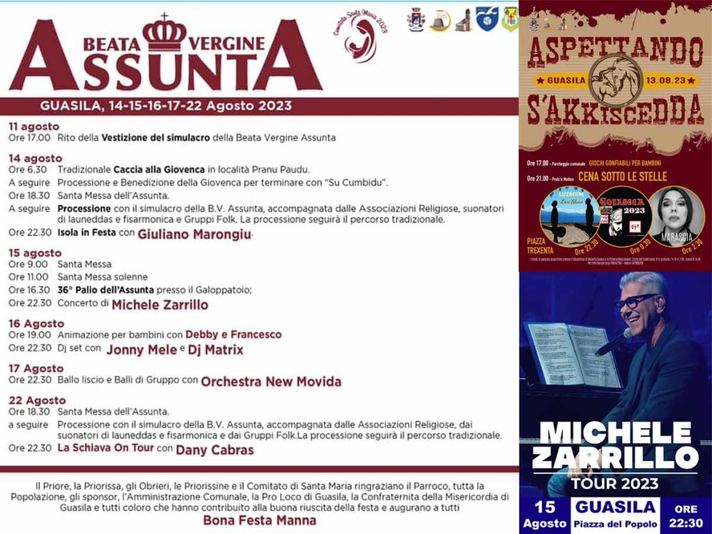 Festa dell'Assunta Guasila 2023, programma e manifesti