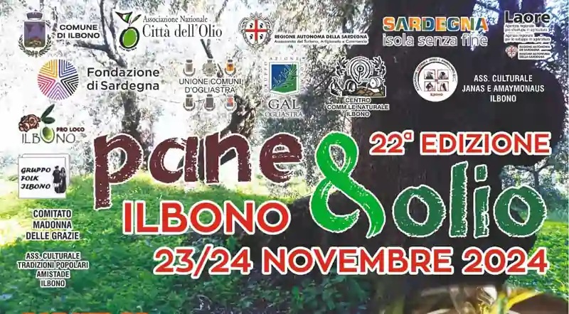 Pane e olio Ilbono 2024, manifesto con programma, date e orari