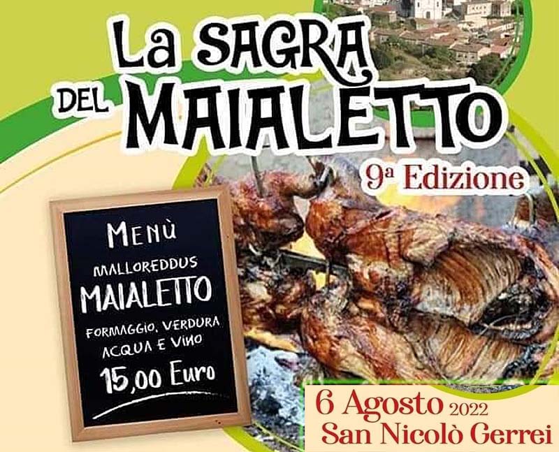 Sagra del maialetto di San Nicolò Gerrei 2022, menù e programma