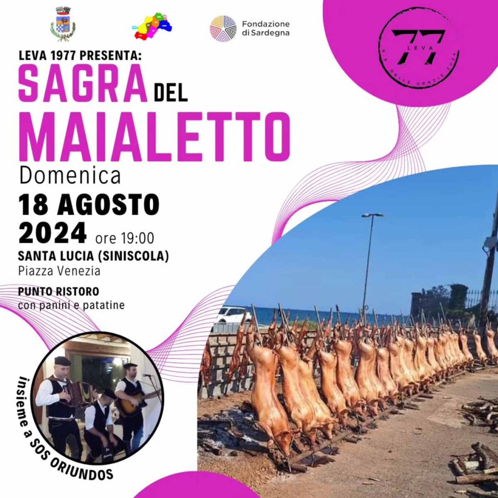 Sagra del maialetto 2024 a Santa Lucia di Siniscola, manifesto con data e programma