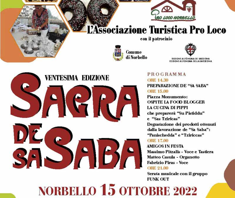 Sagra della saba Norbello 2022, programma