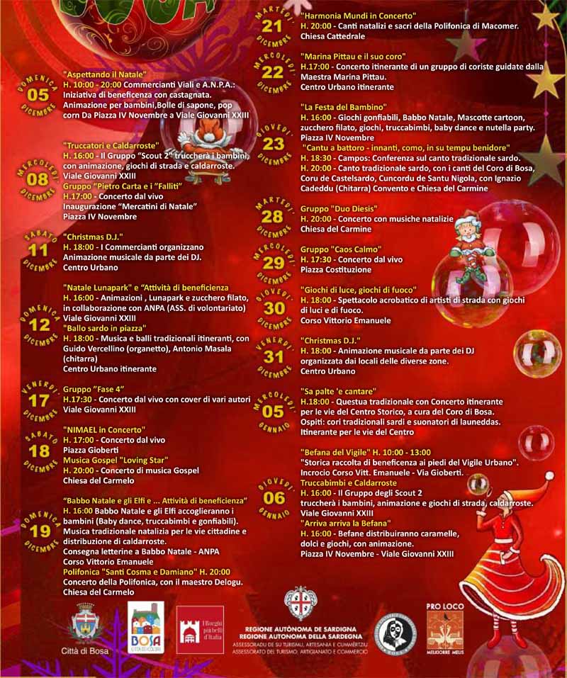 Programma eventi Natale 2021 a Bosa