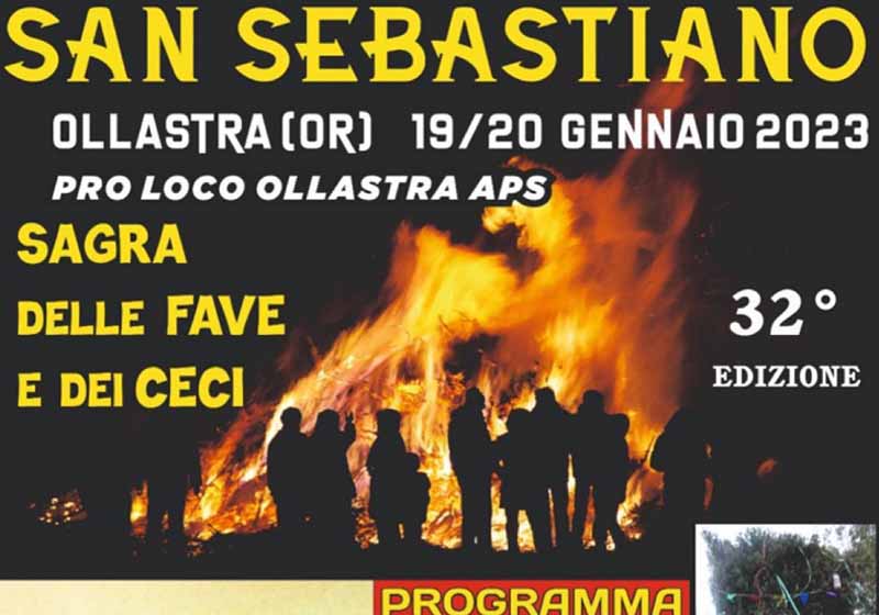 Festa di San Sebastiano Ollastra 2023, locandina con il programma