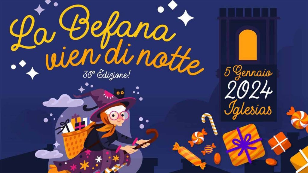 La befana vien di notte a Iglesias 2024, manifesto con data e programma