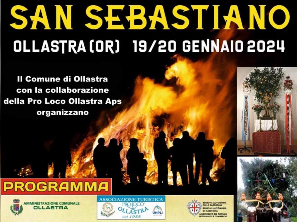 Festa di San Sebastiano Ollastra 2024, locandina con date e programma