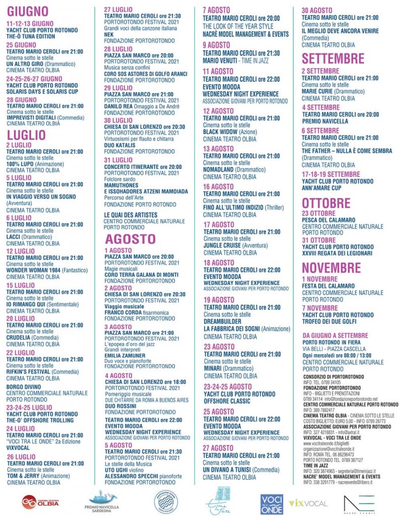 Eventi luglio e agosto 2021 a Porto Rotondo