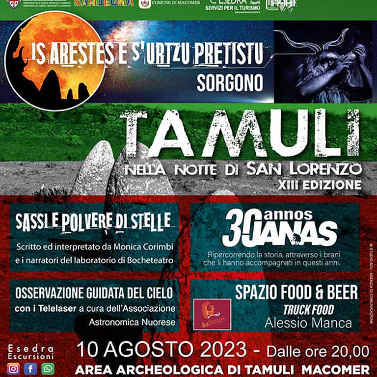 Notte di San Lorenzo a Tamuli 2023, Macomer, programma e manifesto
