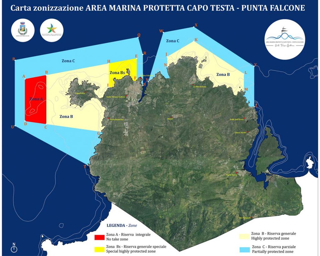 Cartina zonizzazione AMP Capo Testa Punta Falcone