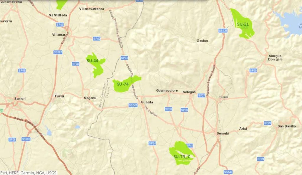 Mappa delle aree idonee a ospitare le scorie nucleari in Trexenta