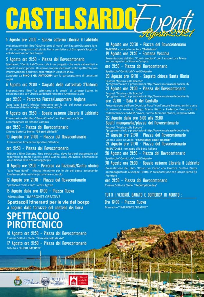 Programma degli eventi di agosto 2021 a Castelsardo