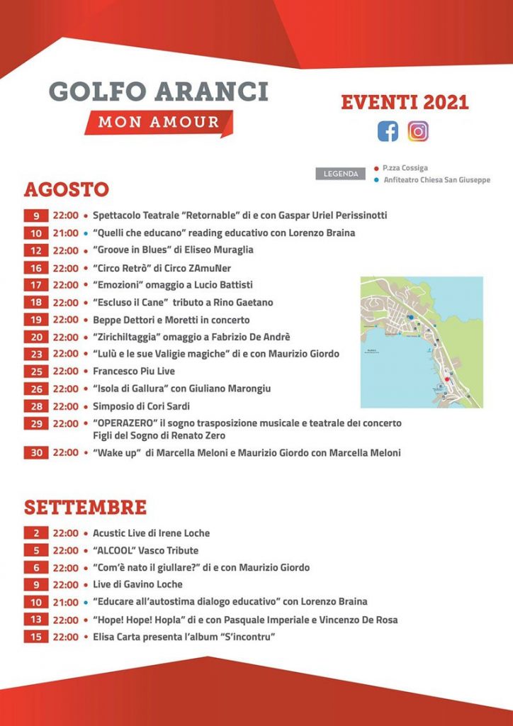Programma degli eventi di agosto e settembre 2021 a Golfo Aranci