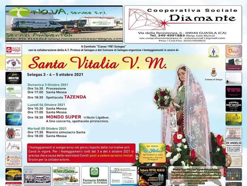 Festa di Santa Vitalia a Slegas, locandina e programma 2021